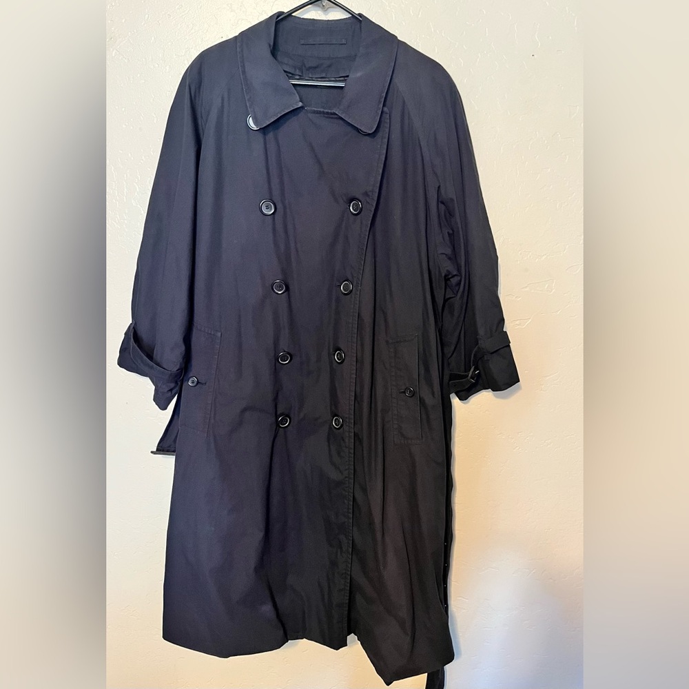 Vintage Burberrys Of London Trench Overcoat w/Lining Mens Navy Blue 42 Short